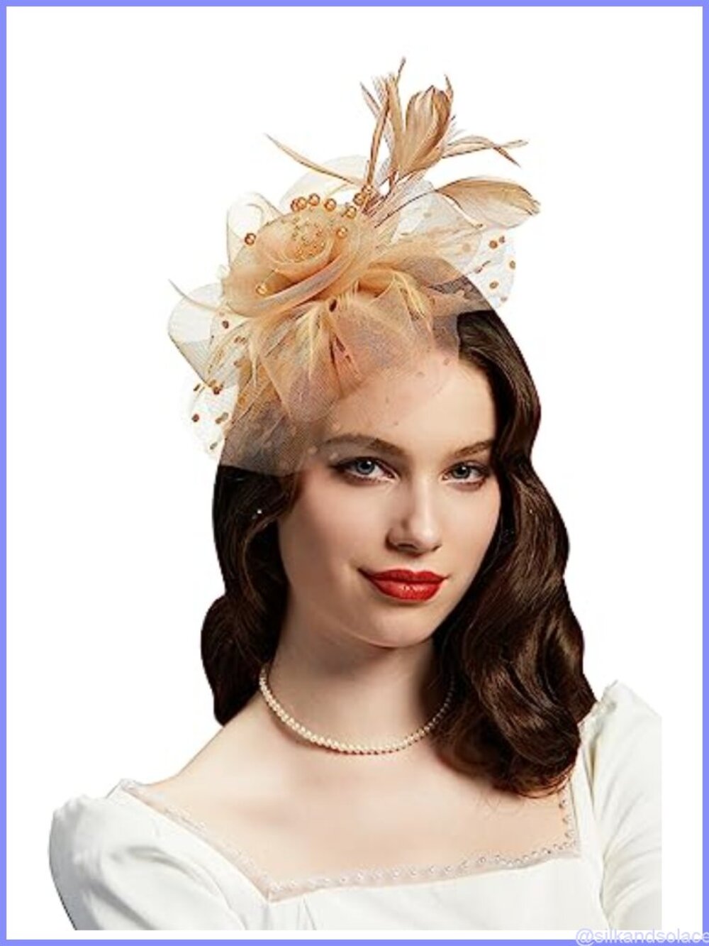 Fascinator Hat with Net and Feathers Headband Hair Clip Tea Party Wedding